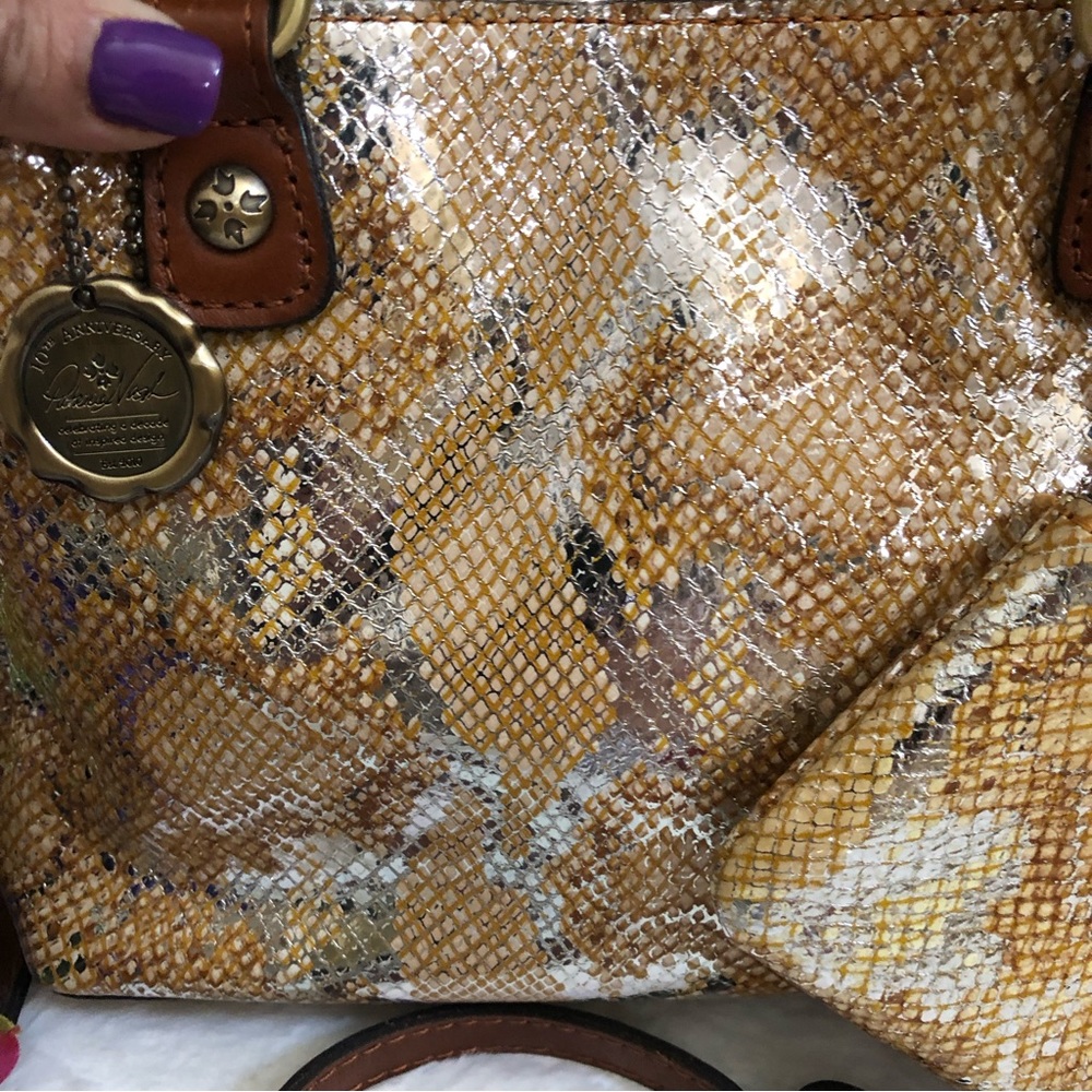 Patricia Nash Leather Metallic Python Crossbody B… - image 4